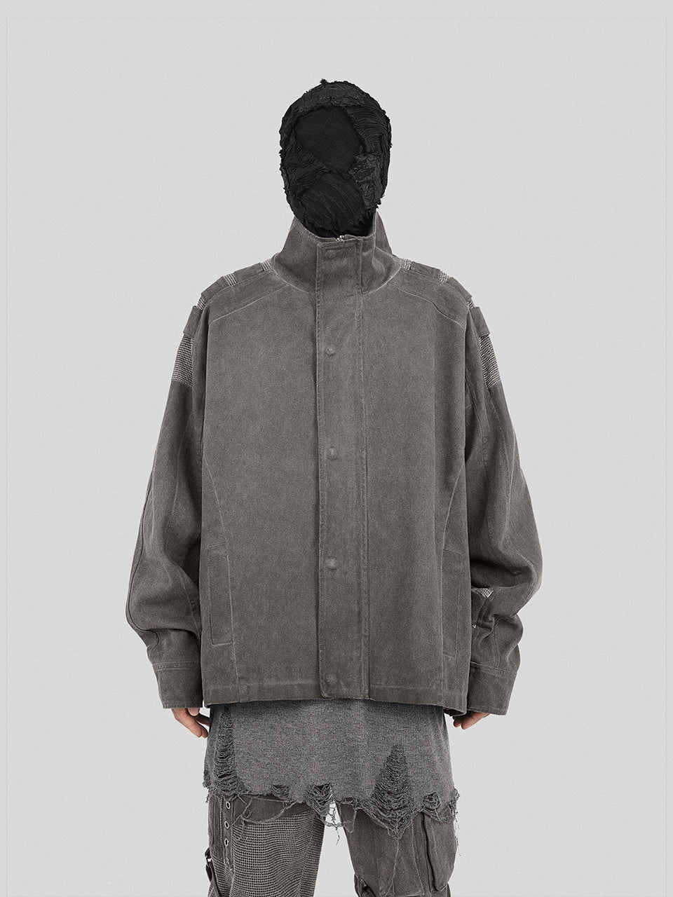 UNDERWATER Dirty Wash Scavenger Mesh Patchwork Bandage Jacket