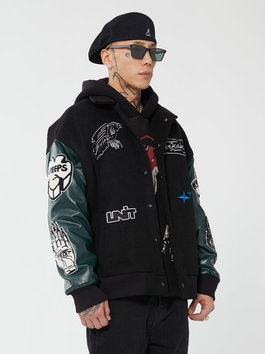 F2CE Towel Embroidered Wool Varsity Jacket | Face 3 Face