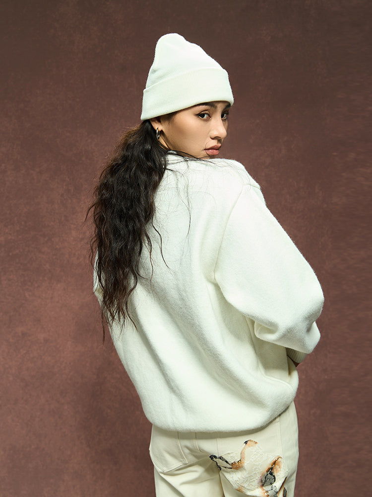 YADcrew Peace Dove 3D Rope Embroidery Knit Sweater