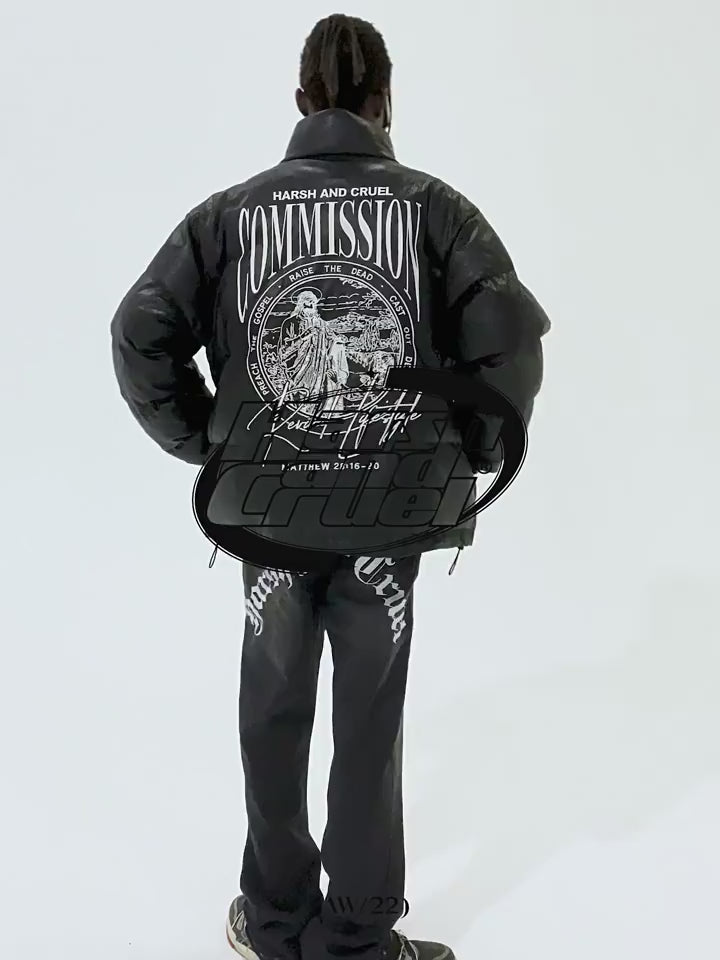 Harsh and Cruel Commission Faux Crocodile Leather Down Jacket