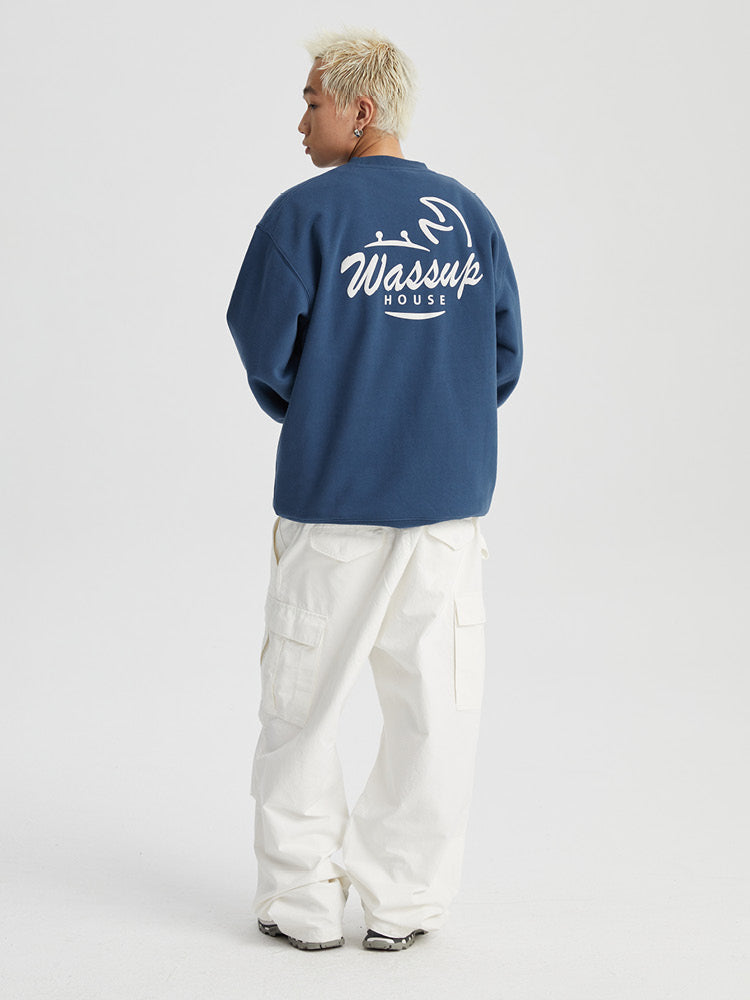 Wassup House Crab Graffiti Word Foam Printing Sweatshirt
