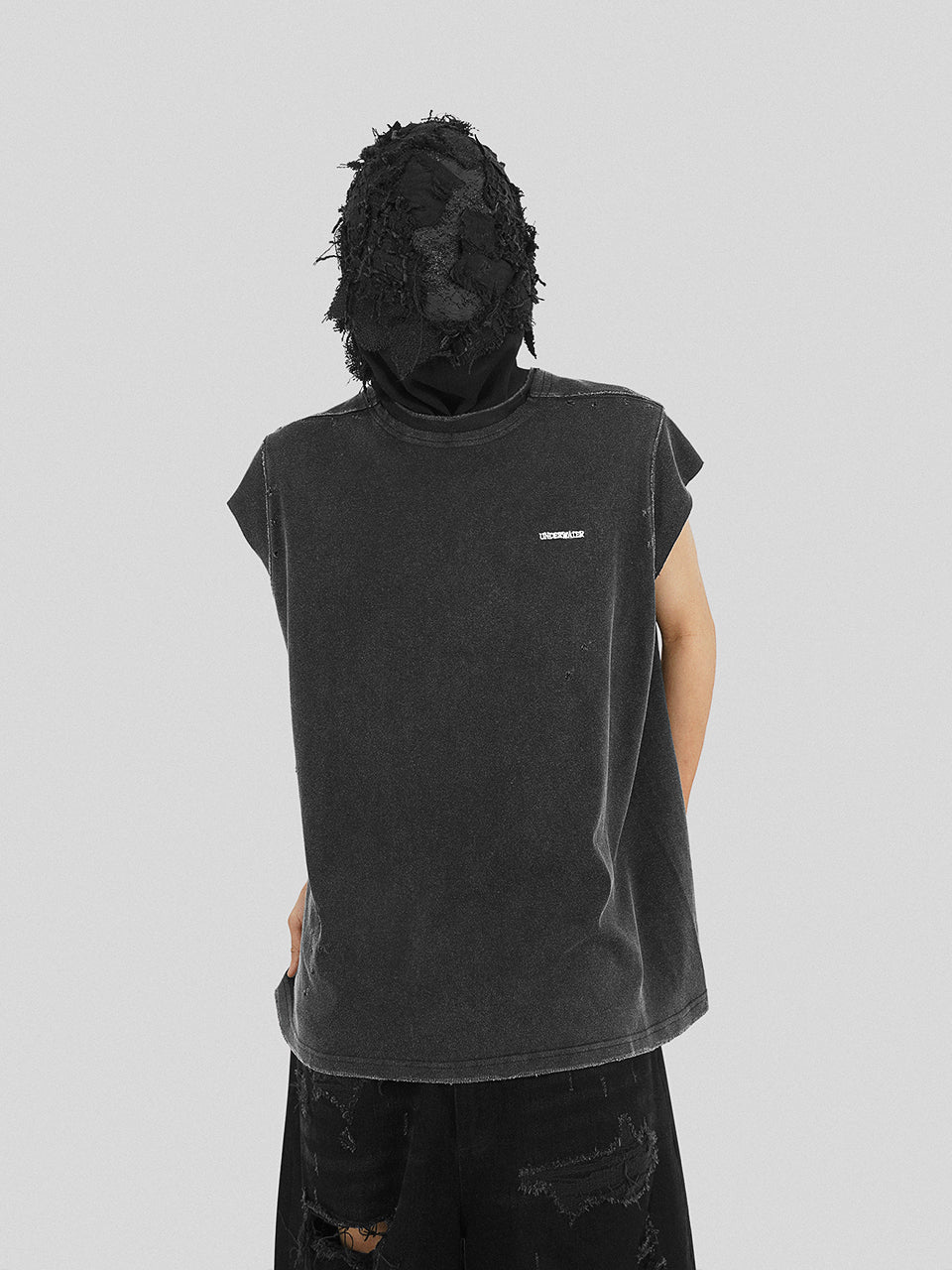 UNDERWATER Deconstructed Hand Damaged Sleeveless Tee Tank Top