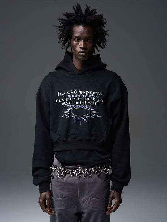 BLIND NO PLAN x BLACK8 Direct Print Short Hoodie