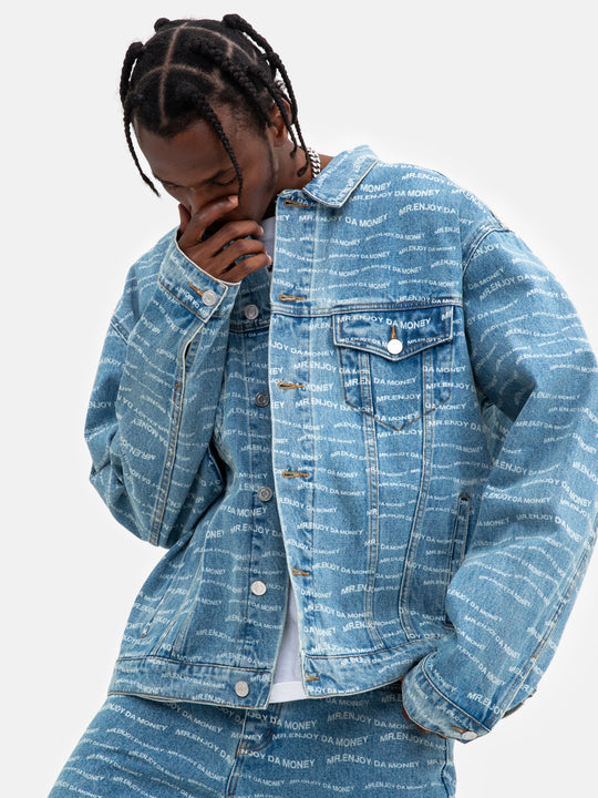 MEDM Full Print Logo Denim Jacket | Face 3 Face