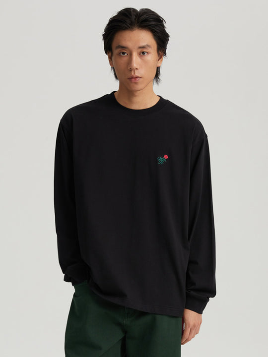 Wassup House Rose Embroidery Long Sleeved Tee