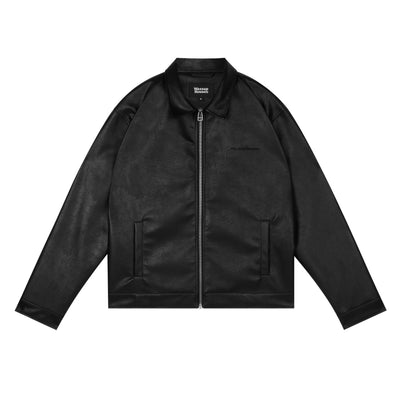 Wassup House Basic Zipper Leather Jacket