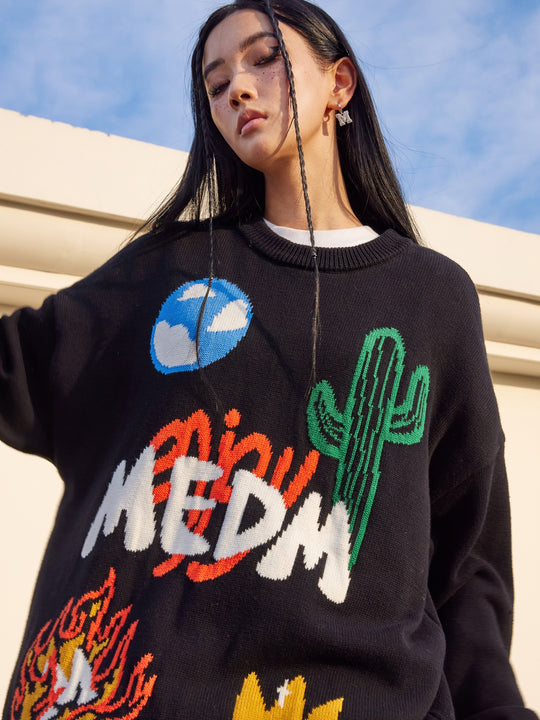 MEDM Campfire Cactus Knit Sweater | Face 3 Face