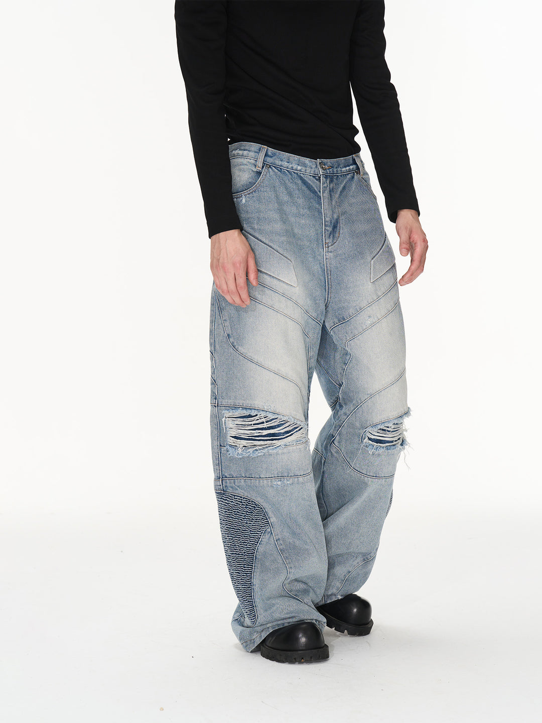 BLIND NO PLAN Old Functional Destroyed Denim Jeans