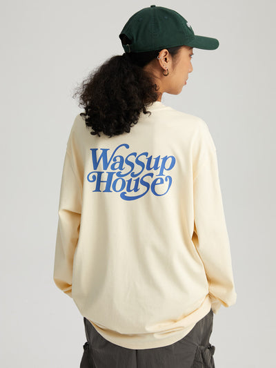 Wassup House Liner Font Logo Long Sleeved Tee