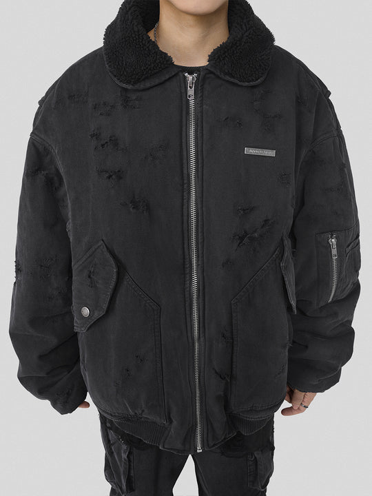 UNDERWATER Washed Destroyed Padded B-15 Jacket