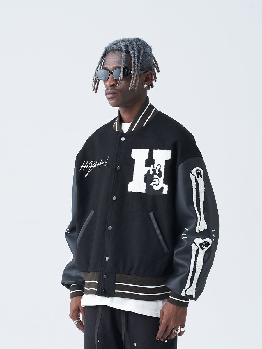 Harsh and Cruel Skeleton Bones Varsity Jacket | Face 3 Face