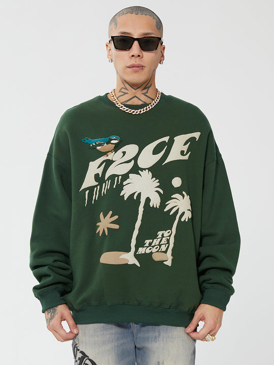 F2CE LOGO Foam Creative Print Embroidery Sweatshirts | Face 3 Face