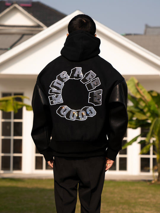 Winter jacket | Rhinestone Logo Varsity Jacket | Face 3 Face