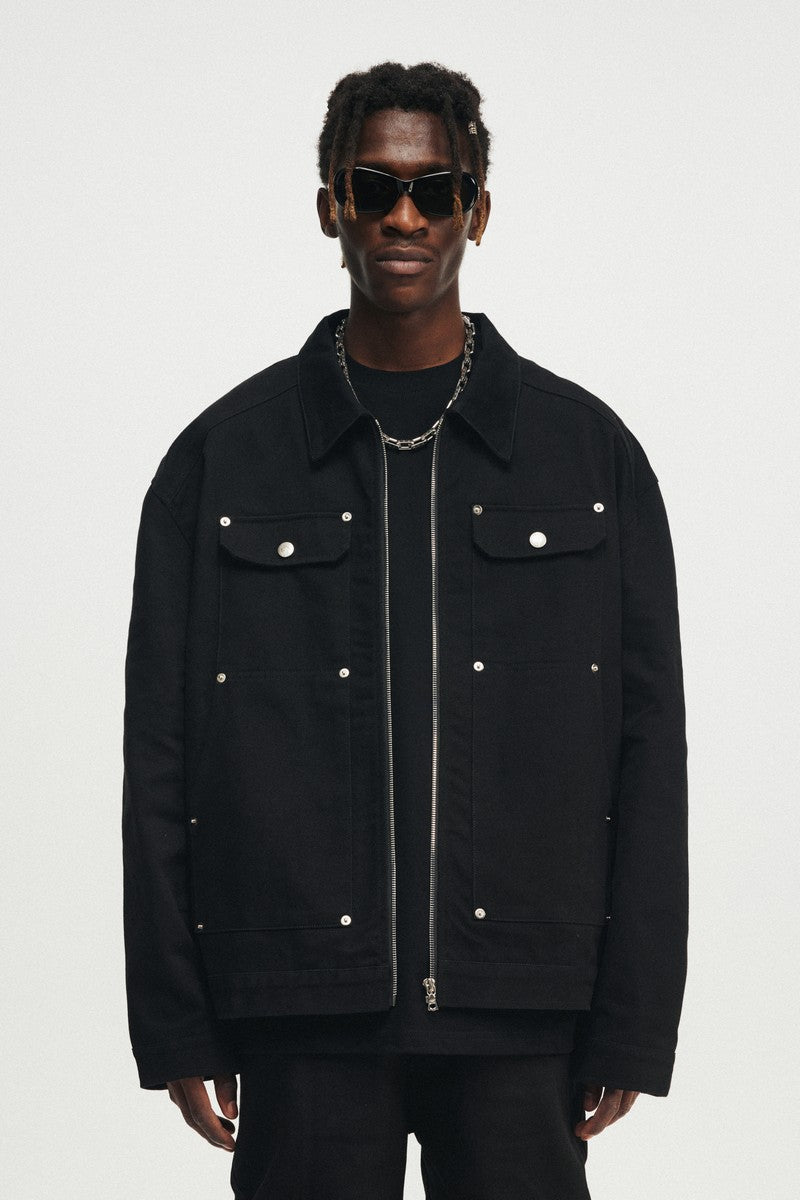 ANTIDOTE Stud Patch Punk Loose Zipper Jacket | Face 3 Face