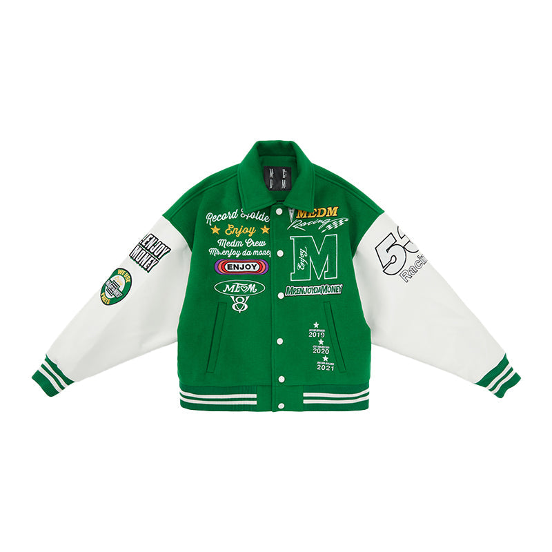 MEDM Record Holder Anniversary Embroidered Varsity Jacket | Face 3 Face