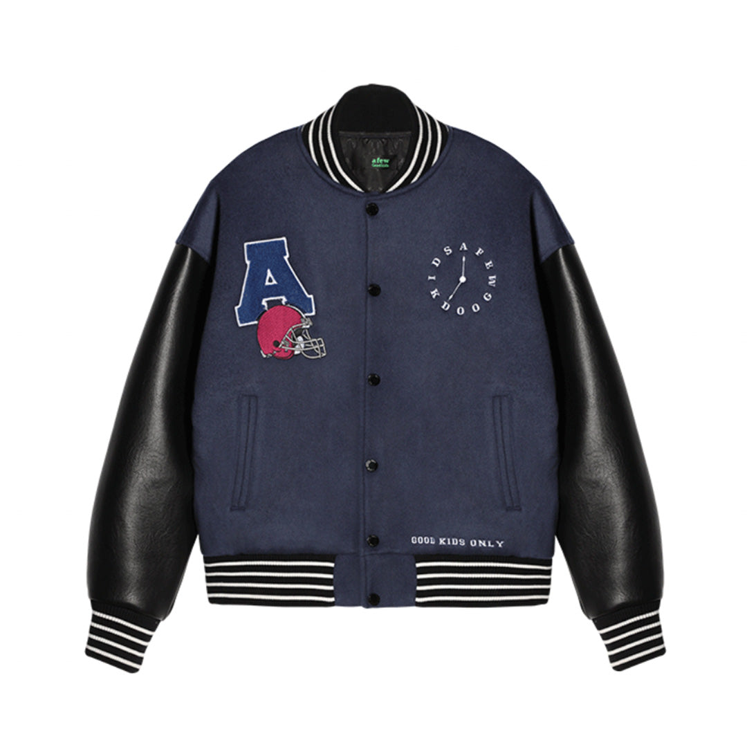 AFGK Bear Towel Embroidered Varsity Jacket