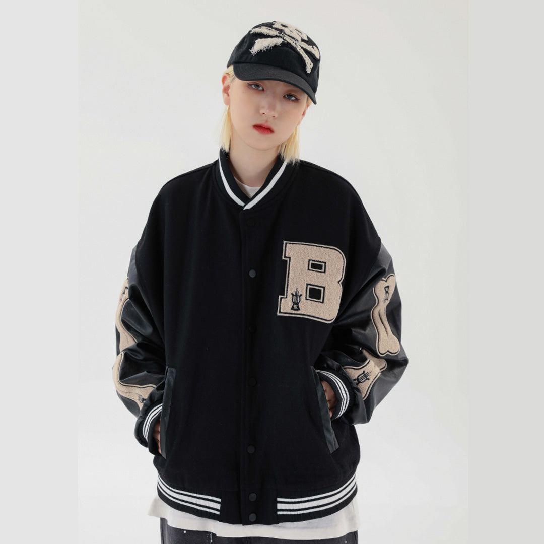 F3F Select Bone Embroidered Varsity jacket