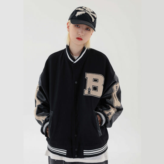 F3F Select Bone Embroidered Varsity jacket