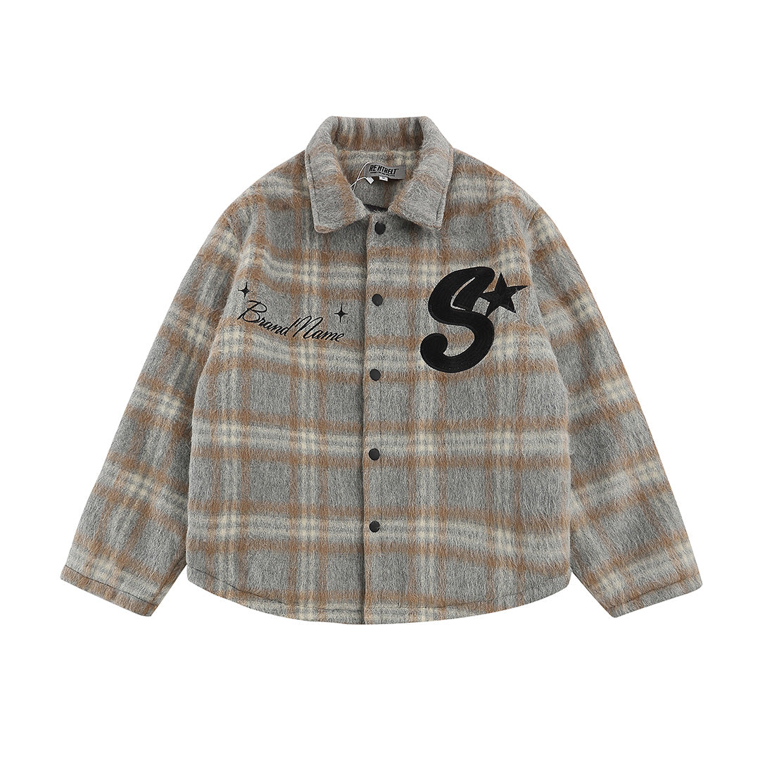 F3F Select  Embroidery Checked Shirt Jacket