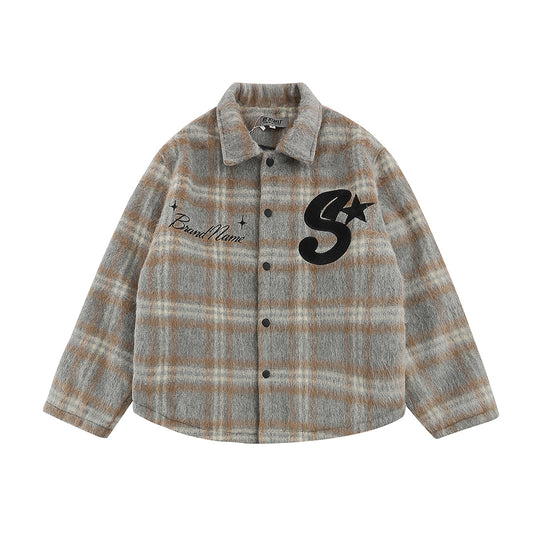 F3F Select  Embroidery Checked Shirt Jacket