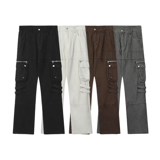 F3F Select Washed Old Multi Pocket Patchwork Work Pants