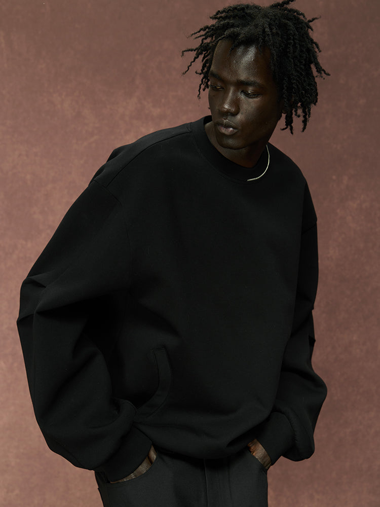 YADcrew 350G Heavyweight Around Zipper Pleated Sweatshirt