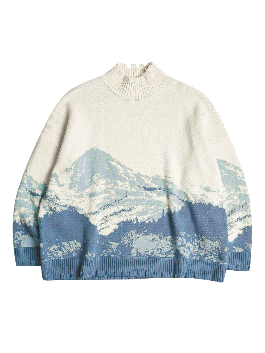 Harsh and Cruel Snow Mountain Destruction Knit Sweater | Face 3 Face