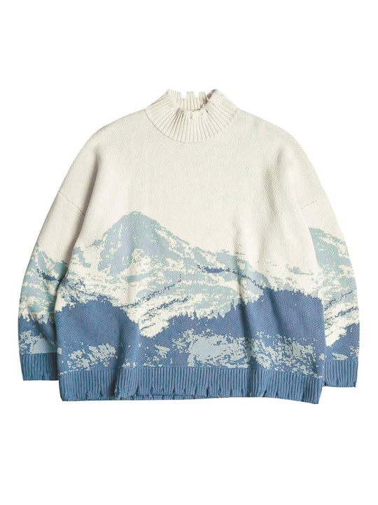 Harsh and Cruel Snow Mountain Destruction Knit Sweater | Face 3 Face