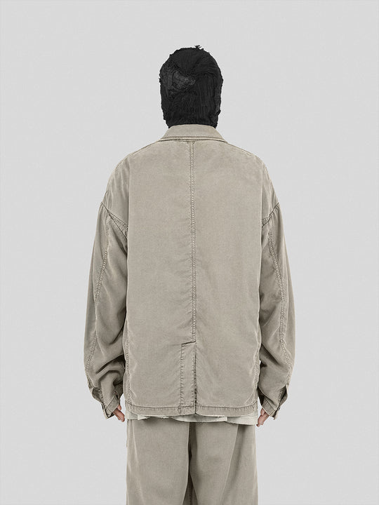 UNDERWATER Distressed 3D Cut Patch Pocket Suit Jacket