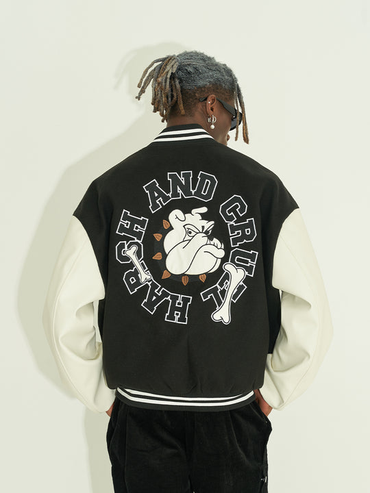 Harsh and Cruel Circular Ring LOGO Bulldog Varsity Jacket | Face 3 Face