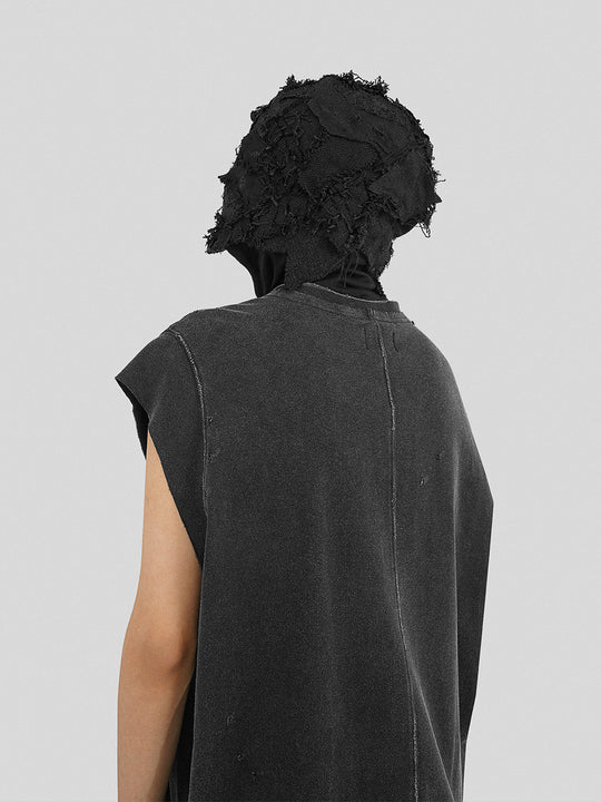 UNDERWATER Deconstructed Hand Damaged Sleeveless Tee Tank Top