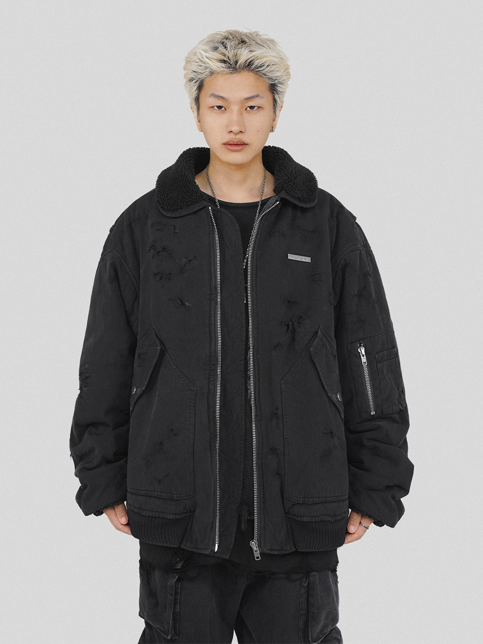 UNDERWATER Washed Destroyed Padded B-15 Jacket