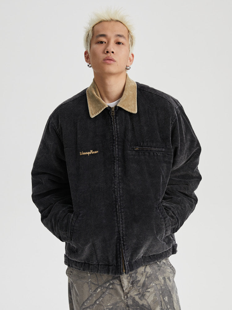 Wassup House Washed Corduroy Quilted Work Jacket