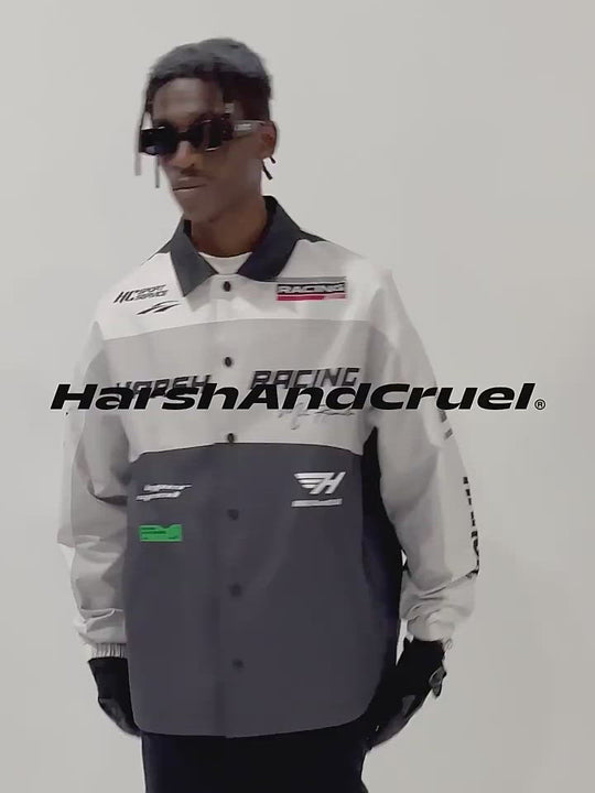 Harsh and Cruel Colorblock Logo Racing Coach Jacket
