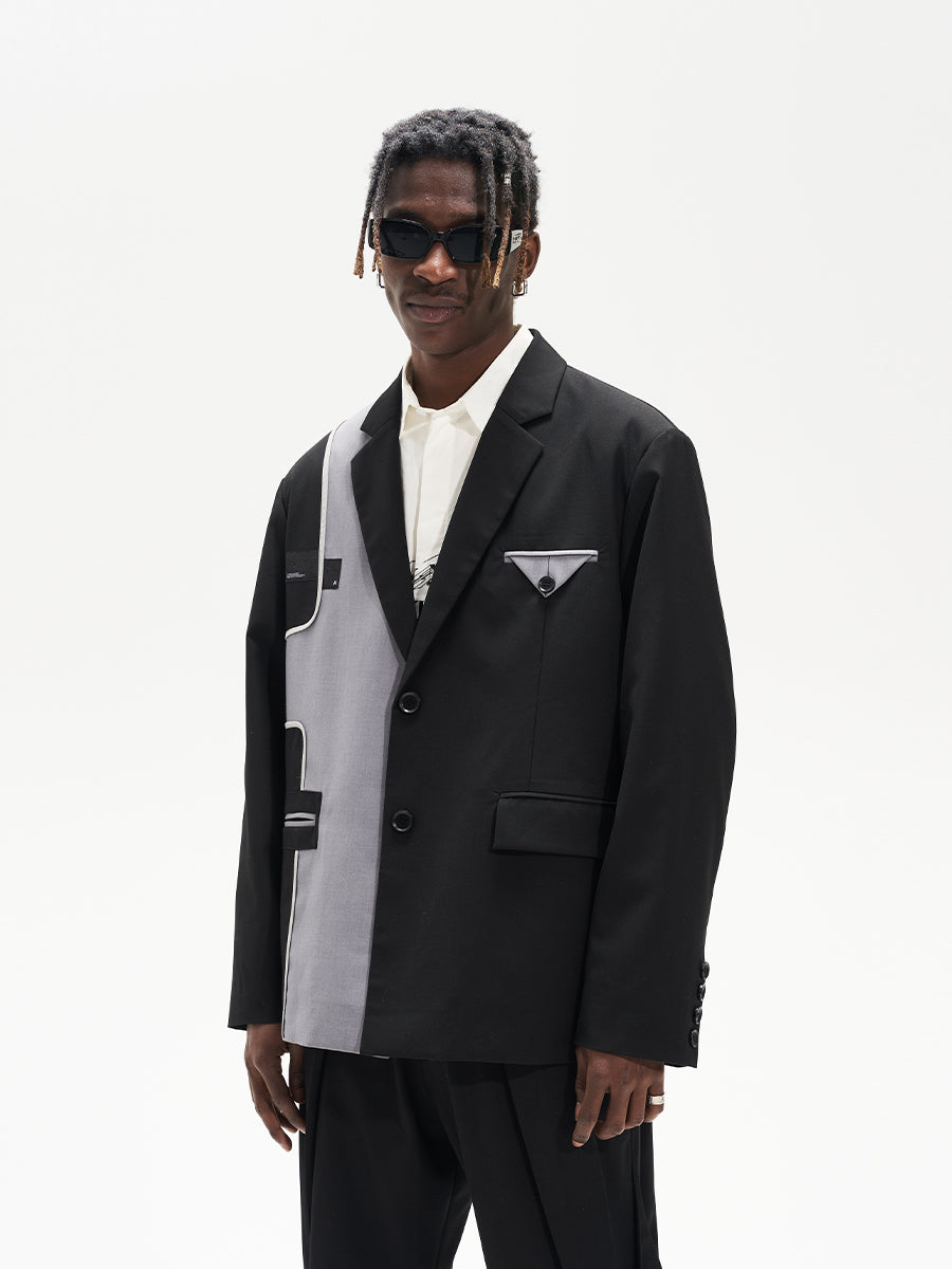 Harsh and Cruel Deconstructed Reversal Stitching Contrast Suit Jacket | Face 3 Face