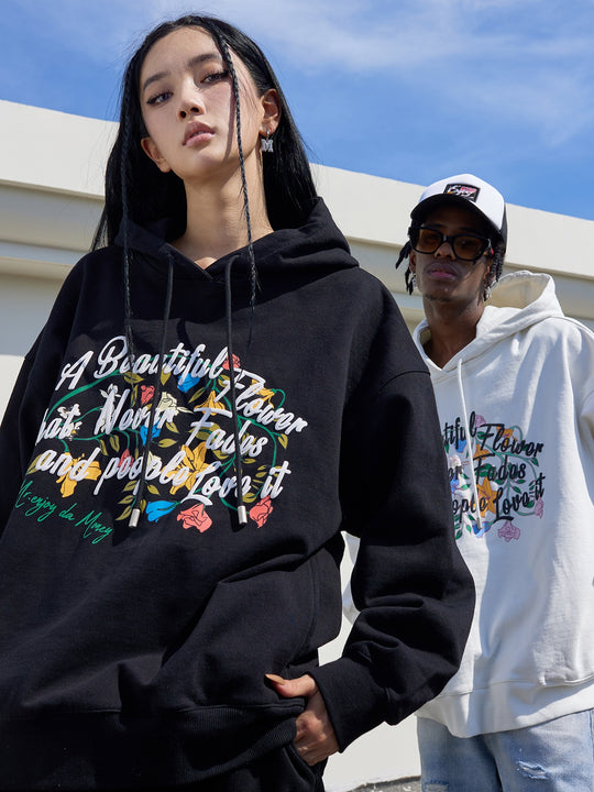 MEDM Letters Printed Flower Hoodie | Face 3 Face