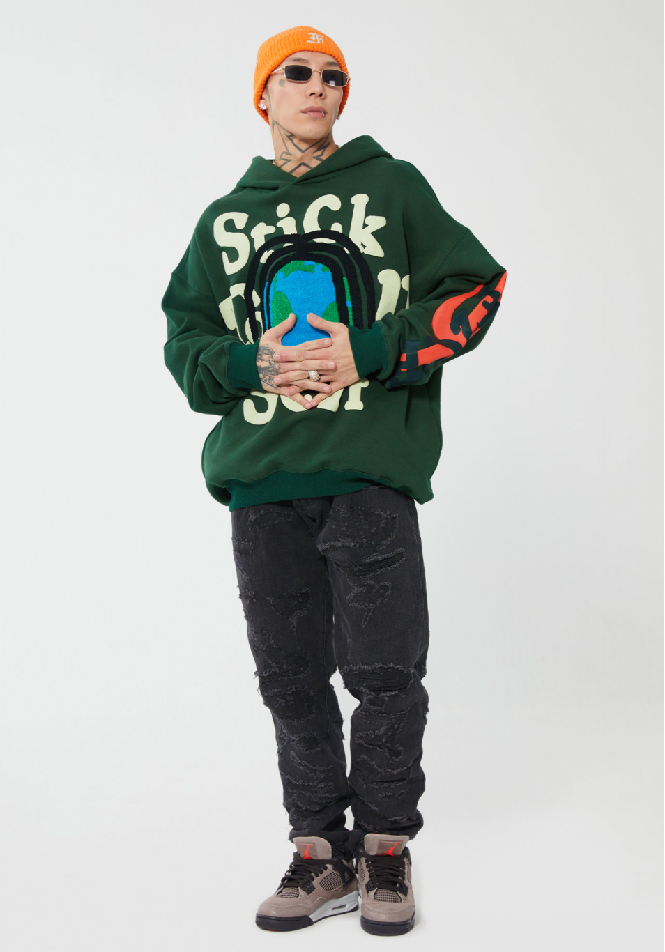 F2CE Foam Printing Embroidery Loose Pullover Hoodie | Face 3 Face