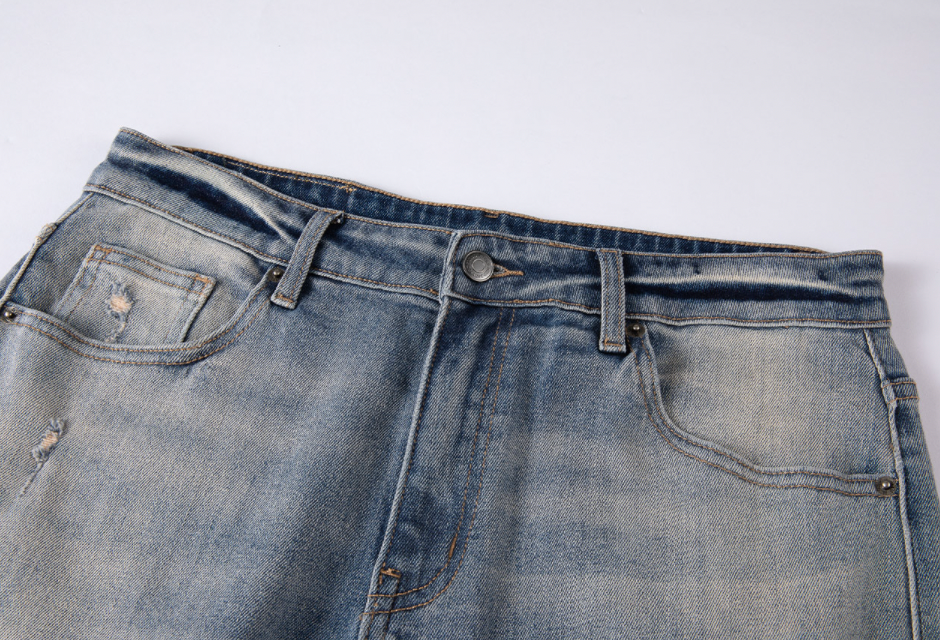 F2CE Destruction Embroidered LOGO Straight Denim Jeans Pants