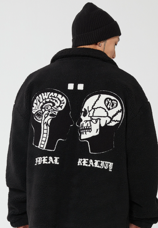 F2CE Ideal Reality Embroidered Sherpa Fleece Jacket | Face 3 Face