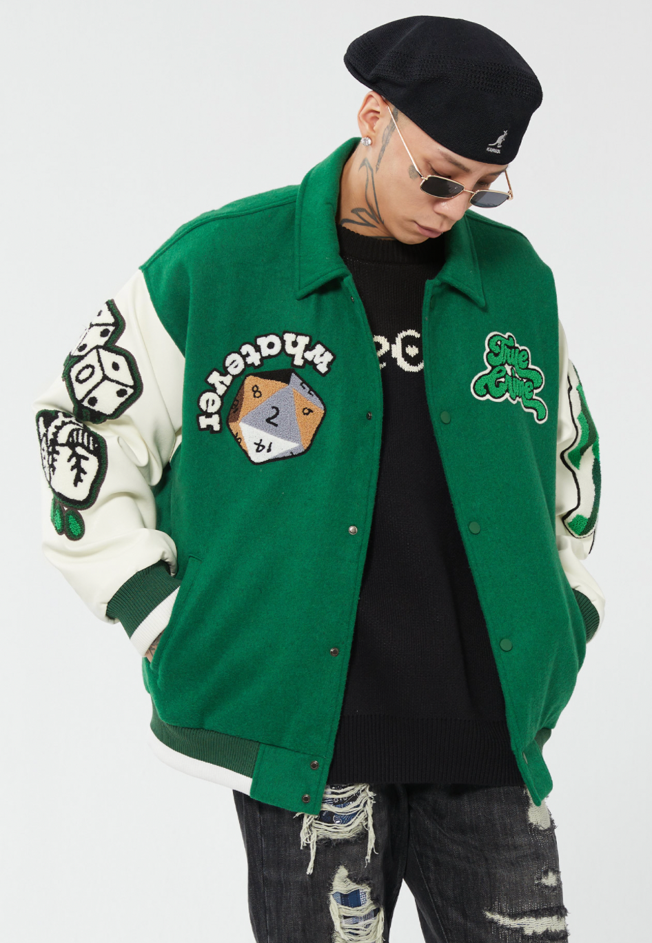 F2CE Fire 2 Cold Ego Embroidered Wool Varsity Jacket | Face 3 Face