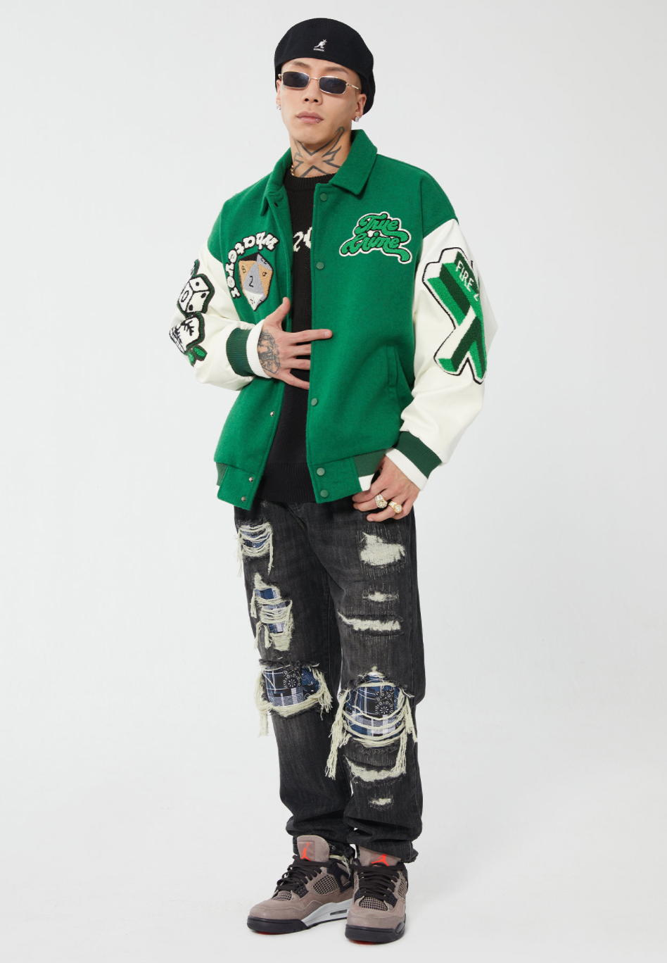 F2CE Fire 2 Cold Ego Embroidered Wool Varsity Jacket | Face 3 Face