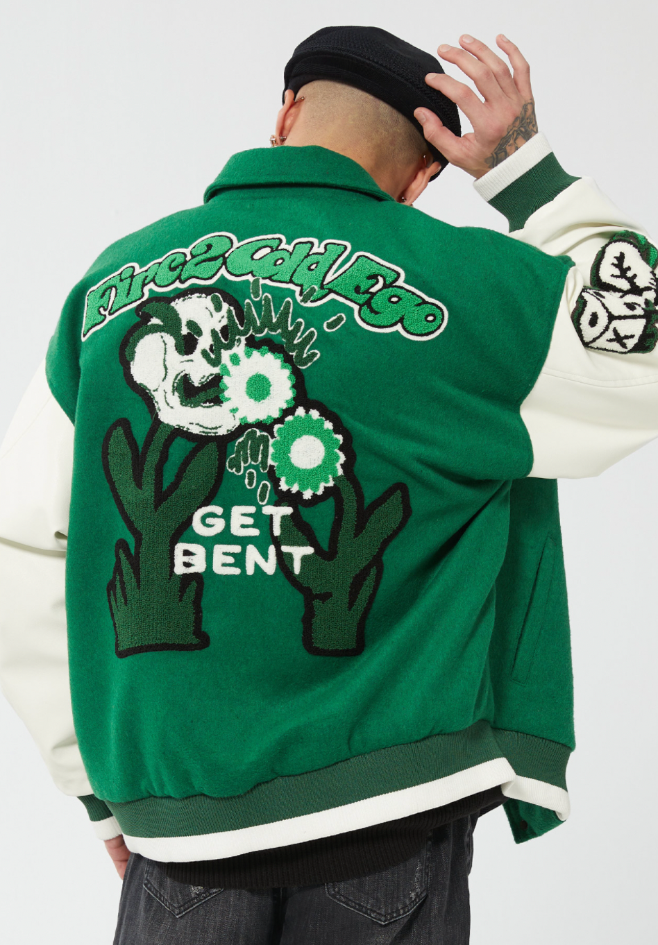 F2CE Fire 2 Cold Ego Embroidered Wool Varsity Jacket | Face 3 Face