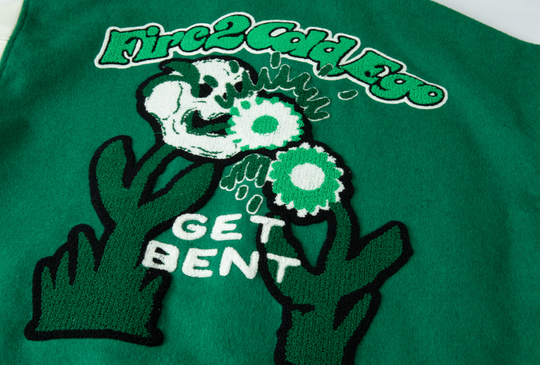 F2CE Fire 2 Cold Ego Embroidered Wool Varsity Jacket | Face 3 Face