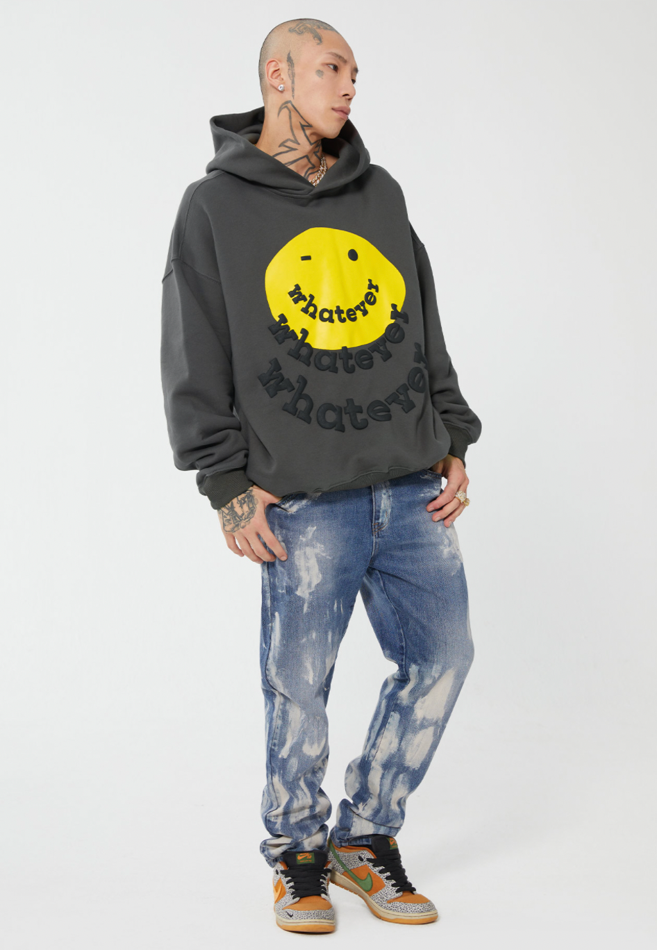 F2CE Foam Smiley Print Pullover Hoodie | Face 3 Face