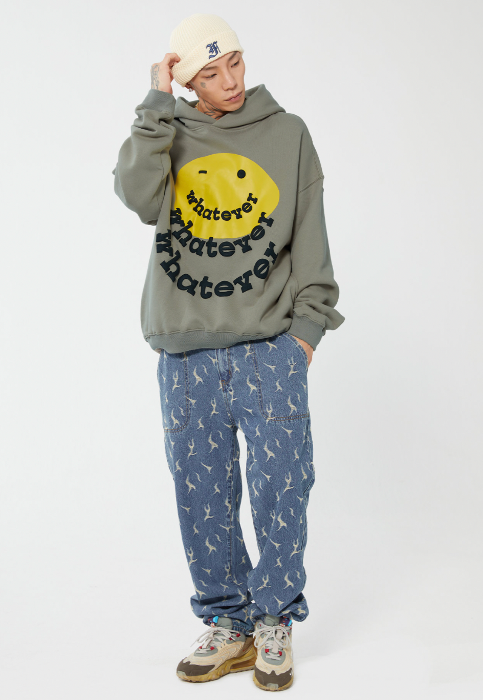 F2CE Foam Smiley Print Pullover Hoodie | Face 3 Face