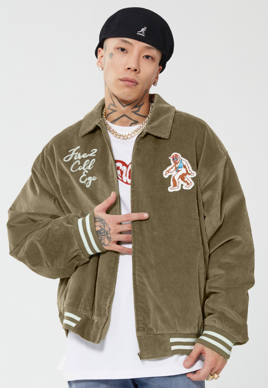F2CE Embroidered Corduroy Varsity Jacket | Face 3 Face
