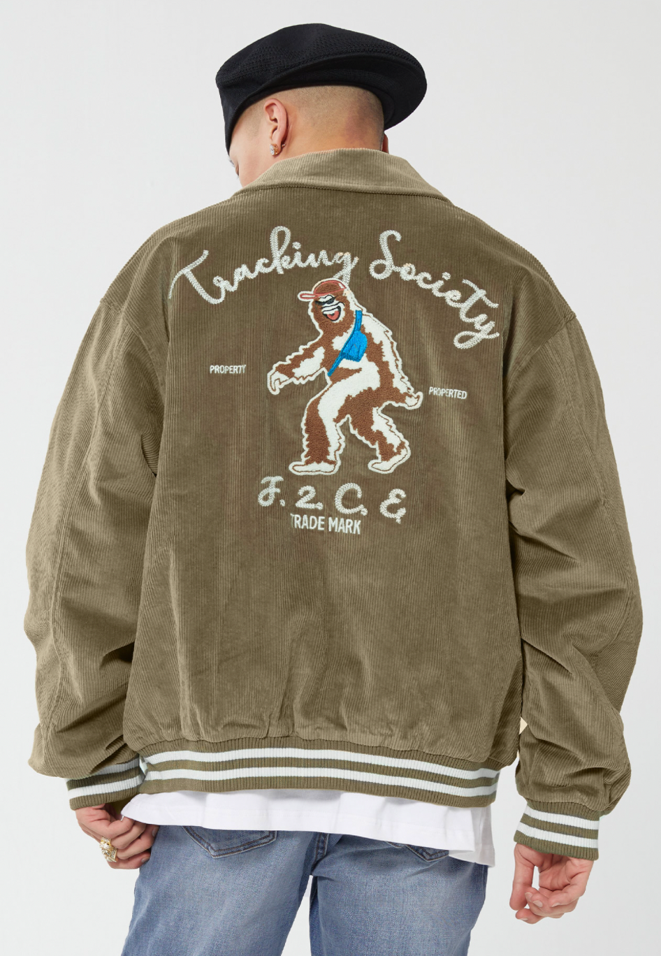 F2CE Embroidered Corduroy Varsity Jacket | Face 3 Face