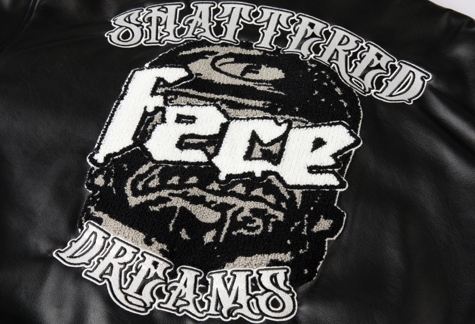 F2CE Leather Embroidery LOGO Varsity Jacket | Face 3 Face