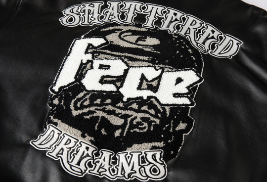 F2CE Leather Embroidery LOGO Varsity Jacket | Face 3 Face