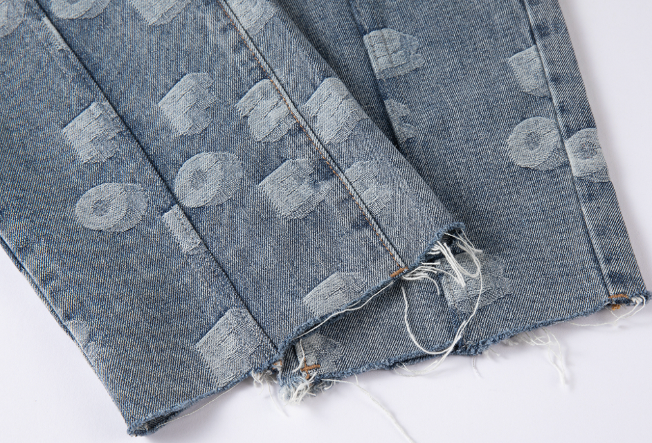 F2CE LOGO Full Of Printed Embroidered Letters Jacquard Denim Jeans Pants | Face 3 Face